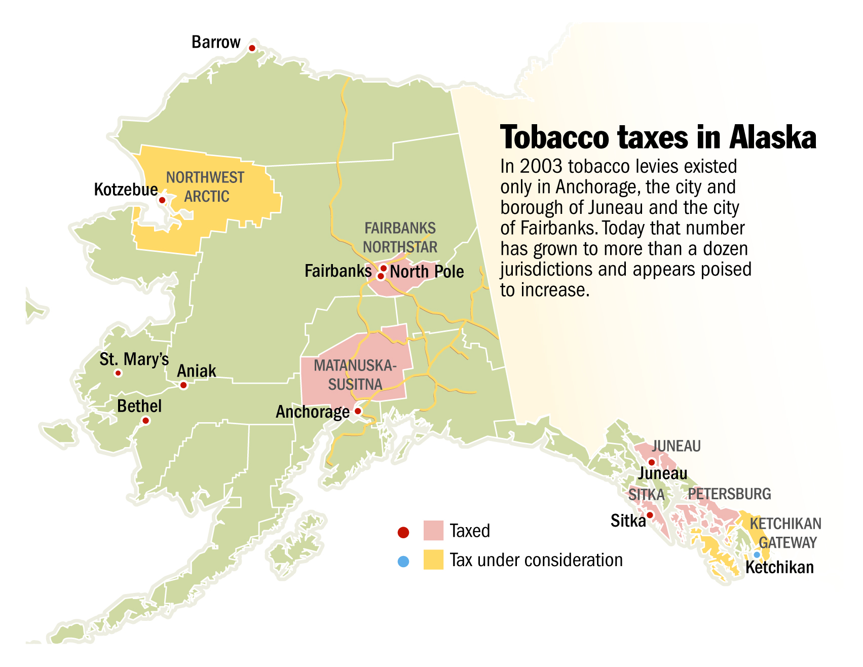 Tobacco taxes increasingly popular throughout Alaska